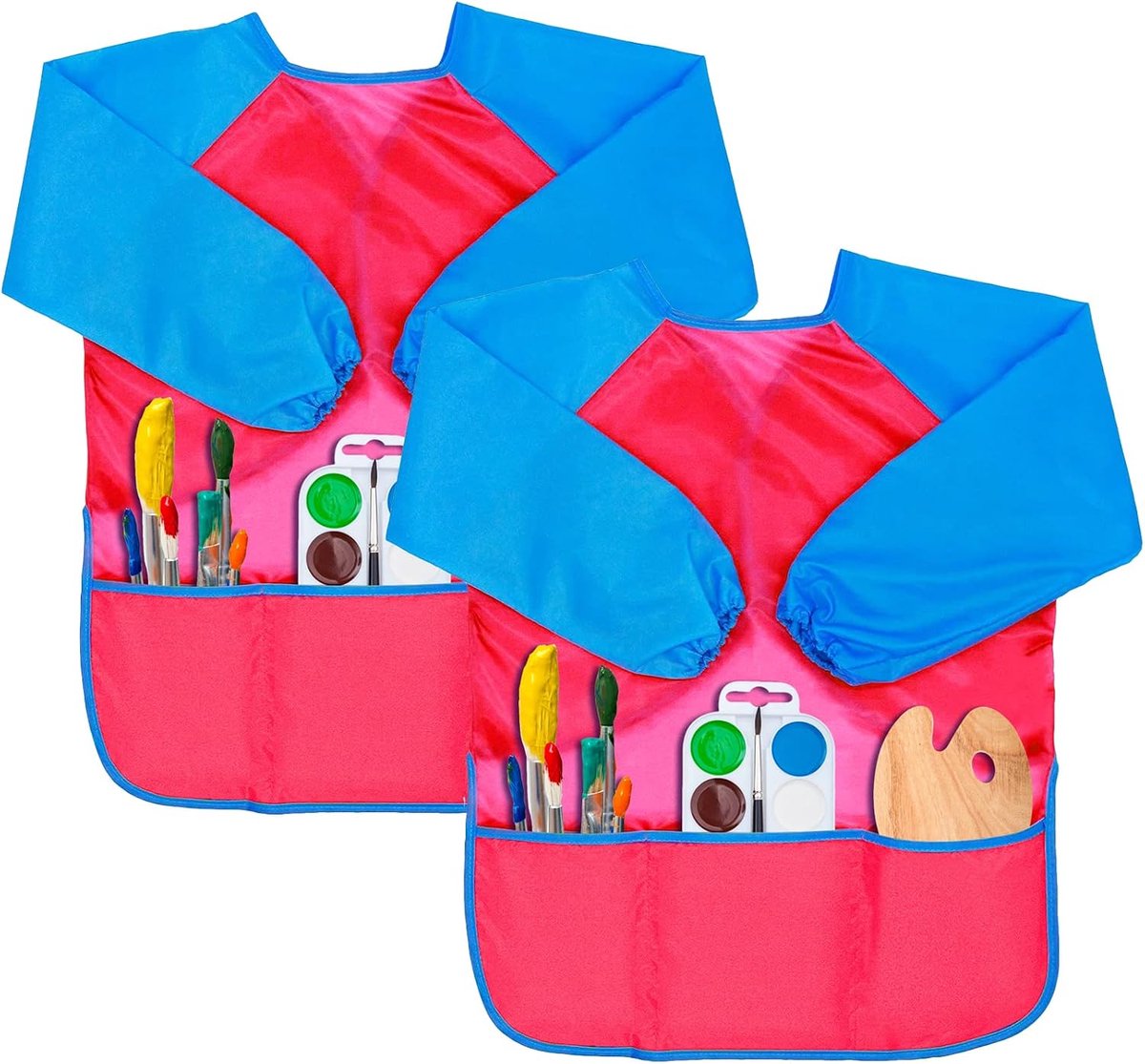 Gwolf Schort voor kinderen, 2 stuks, kinderschorten voor schilderen, 7-10 jaar, kunstschort voor kinderen, waterdicht - ShopVlot