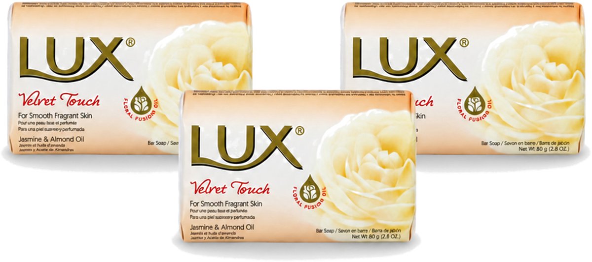 3 x Lux - Zeep - Velvet Touch - Hydraterend - Voor Geurige Huid - 80 g - Voordeelverpakking - 3 stuks