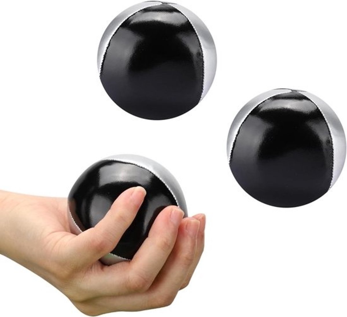 Jongleerballenset - Behendigheidsballen - Kantoorentertainment - Lichtgewicht materiaal - 3 stuks - Zilver zwart