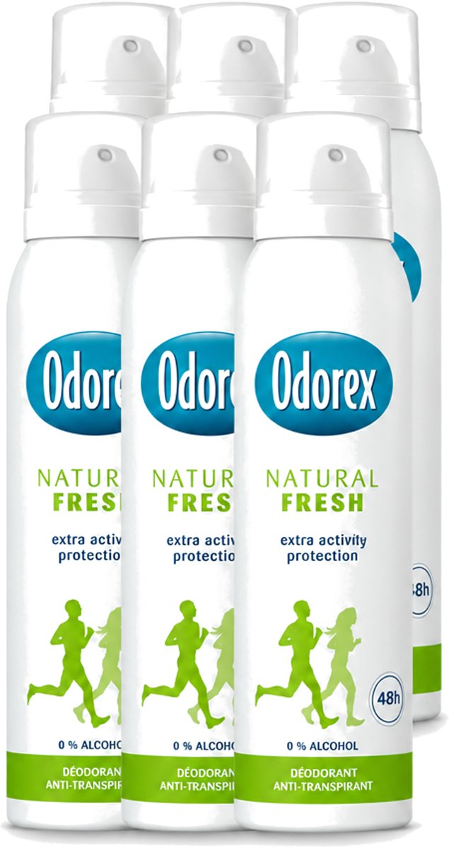 6 x Odorex - Deodorant Spray - Natural Fresh - Natuurlijk Fris - 150 ml - Voordeelverpakking - 6 stuks