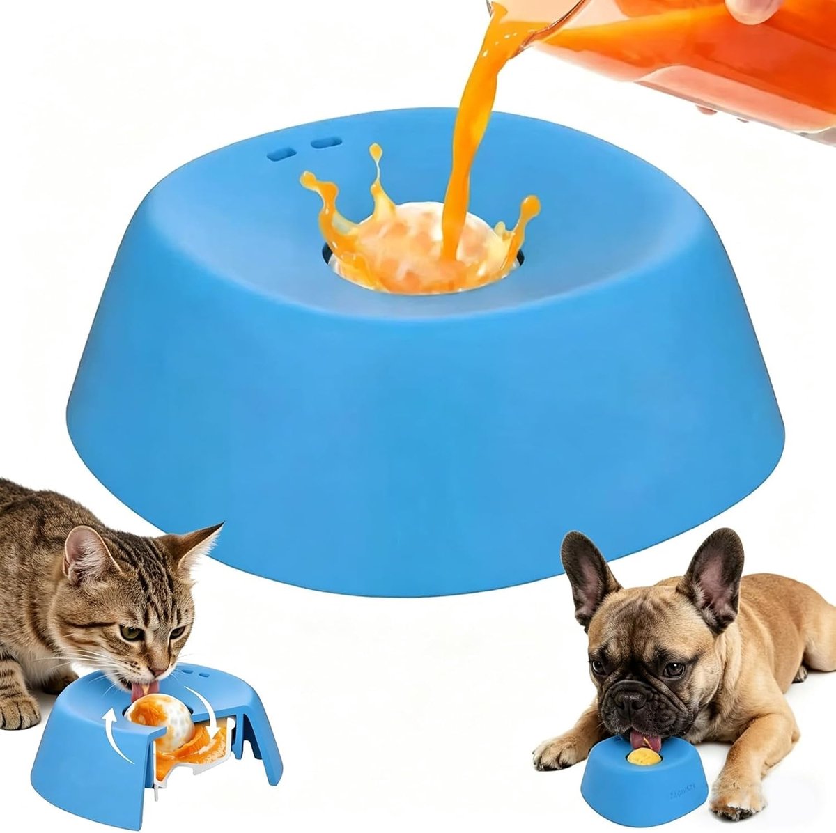 Interactieve voerbak voor honden, antislip, langzame voerbak voor honden, met roterende bal voor vloeibaar voer - ShopVlot