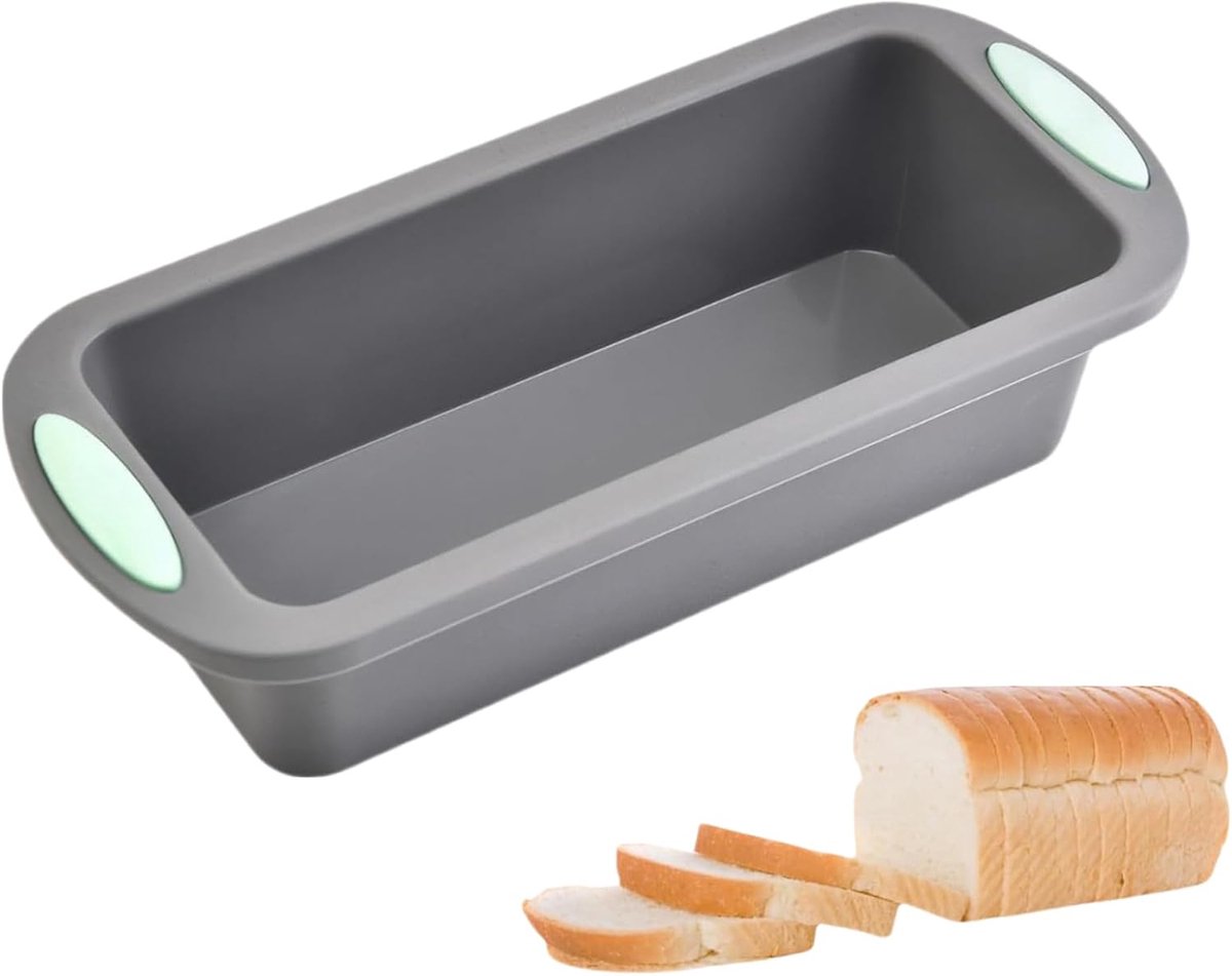 Silicone Bread Mould Baking Mould 28 cm Grey with Mint Green Handles Oven Safe Up to 230 °C, Non-Stick Coating - ShopVlot