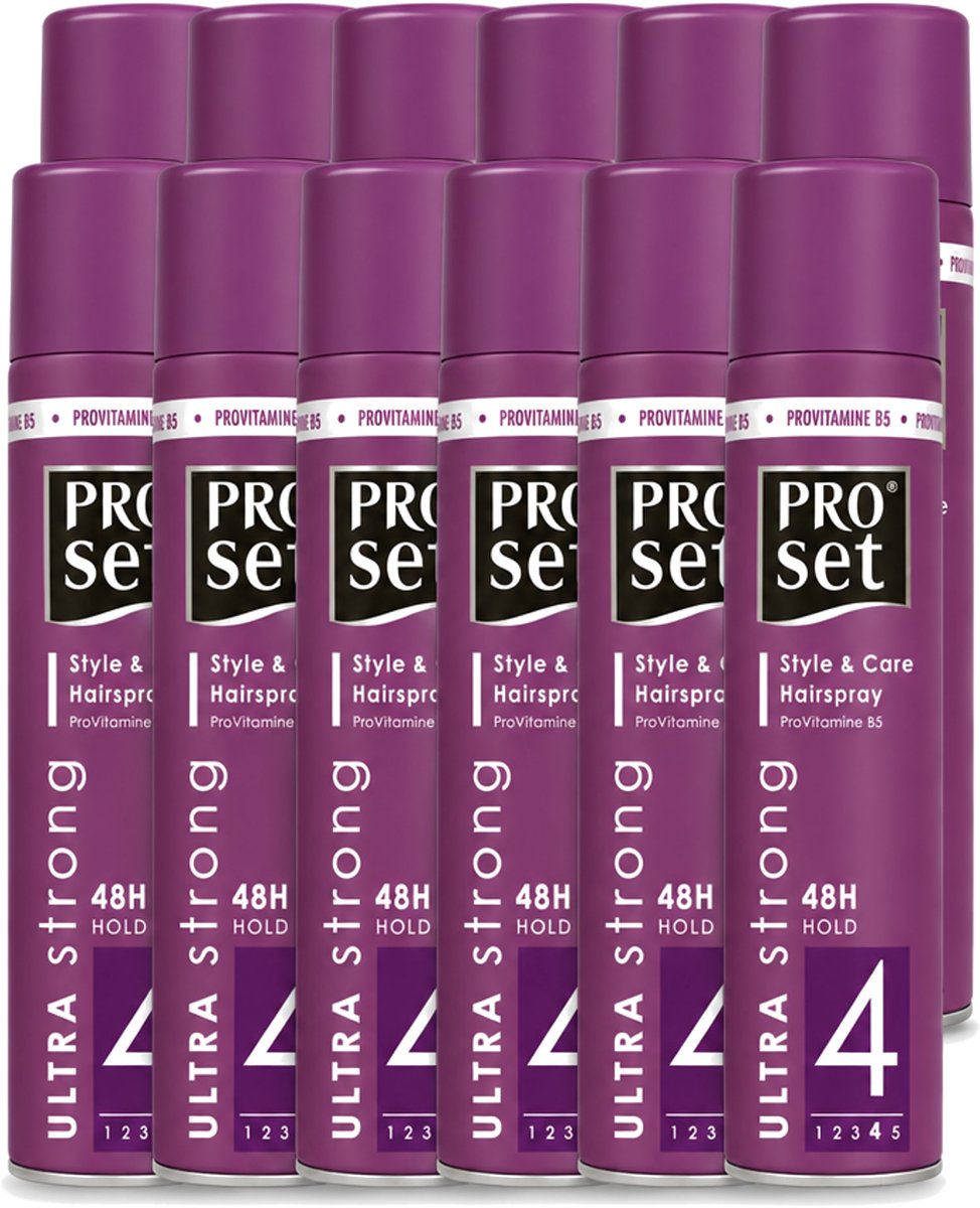 12 x Proset - Haarspray - Ultra Sterk - 48 uur Werking - 250 ml - Voordeelverpakking - 12 stuks