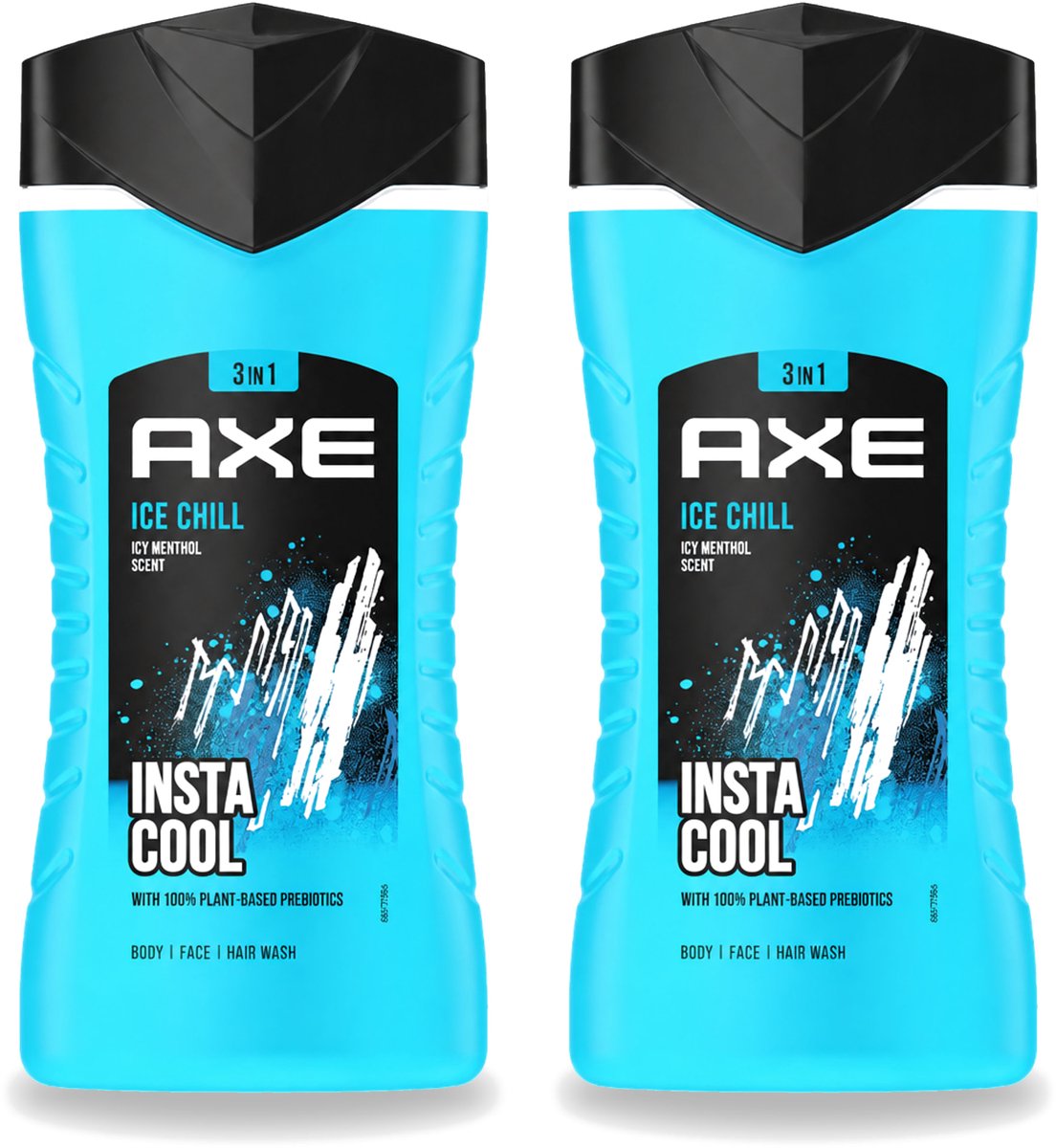 2 x Axe - 3-in-1 Douchegel - Ice Chill - Icy Menthol - Insta Cool - 100% Plantaardig - 150 ml - Voordeelverpakking - 2 stuks
