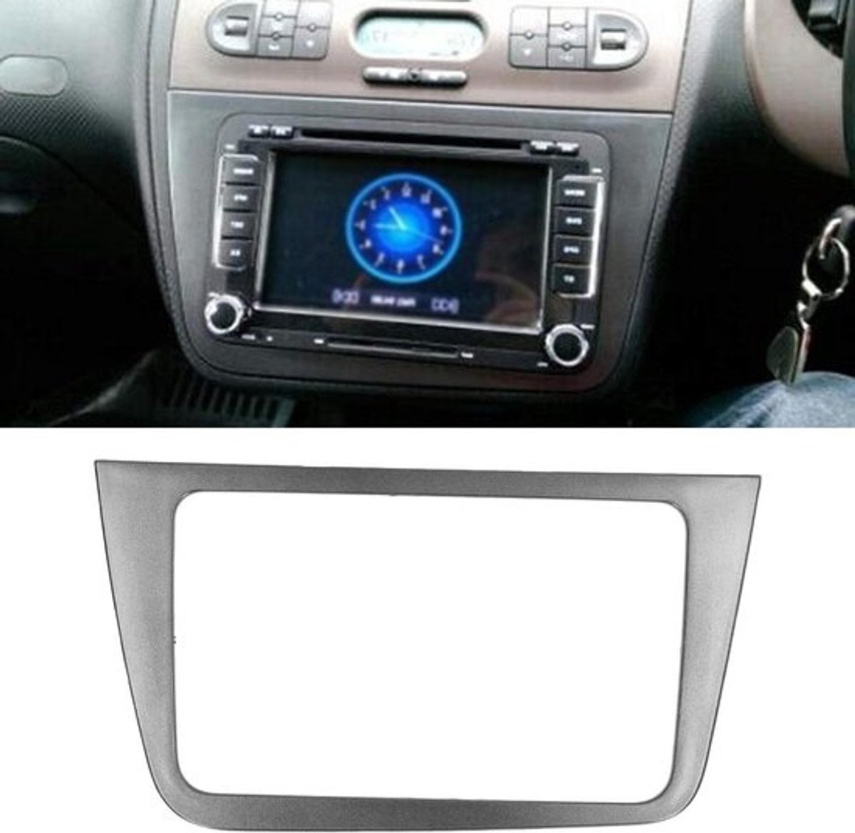 Dashboardradioframe voor Seat Altea 2004-2015 - grijs 2 Din - fascia met DVD-paneel - LHD - eenvoudige installatie