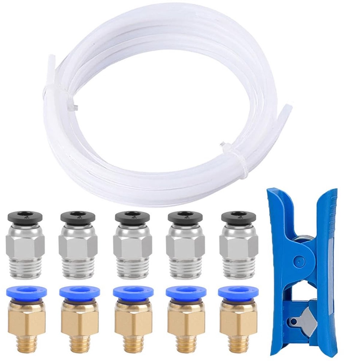 8 Meter 3D Printer PTFE Teflon Tube met Snijder, Pneumatische Connectoren voor Verbinding en Installatie