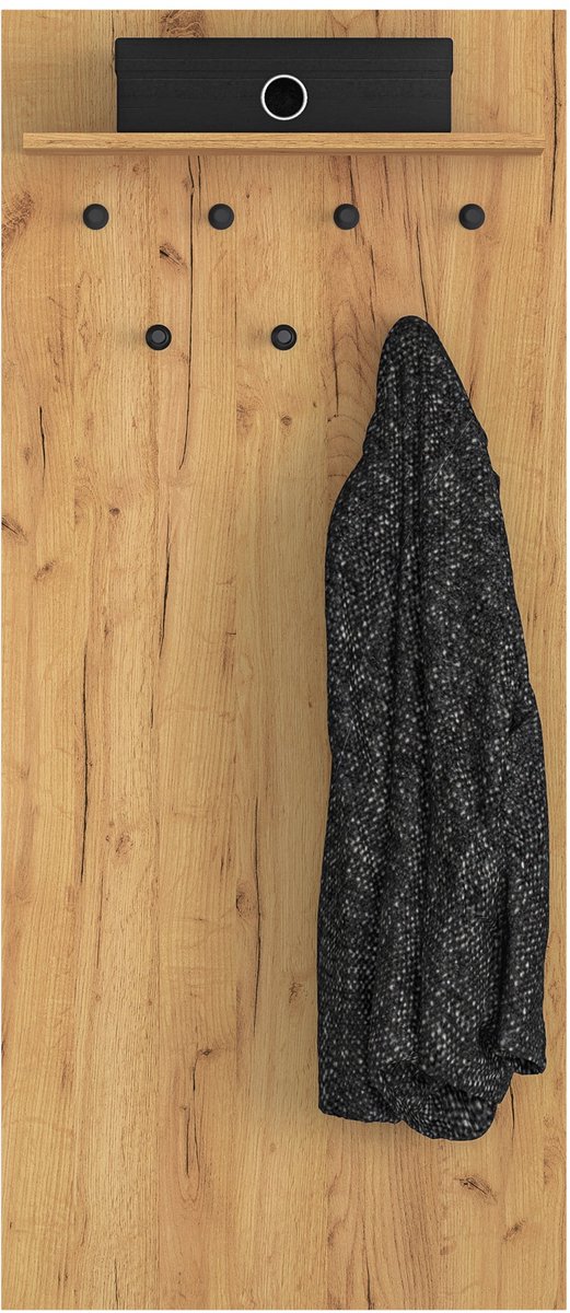 Selsey Vasco – Wandkapstok met plank en 7 haken, 60 cm