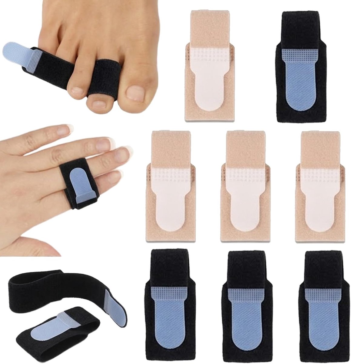 8 stuks hamerteenbandages, teenbandages, teenrechter, teenspalk, hamerteenrechter voor overlappende tenen, overlappend, gebogen