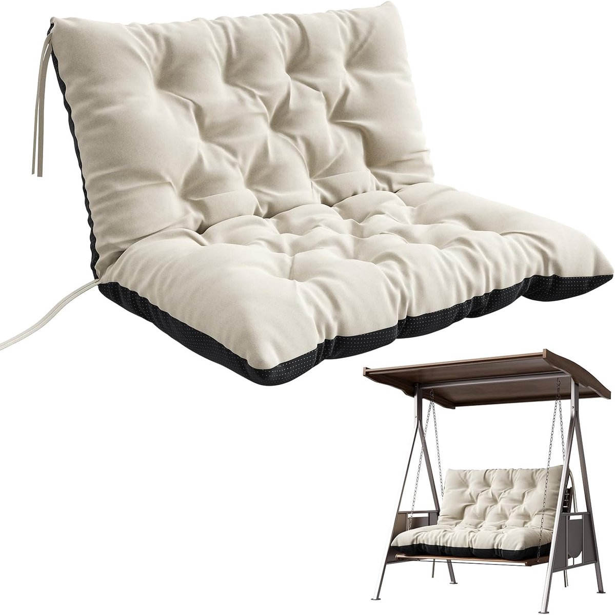 Schommelbank Kussen 120x100cm - Waterafstotend Tuinkussen Beige