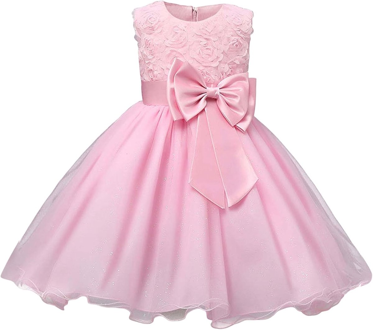 Prinsessenjurk voor meisjes, verjaardag, ceremonie, party, chic, bruiloft, doop, borduurwerk, satijn, pailletten, ruches, mouwloos, elegant, zacht, modieus, 3-14 jaar, A32