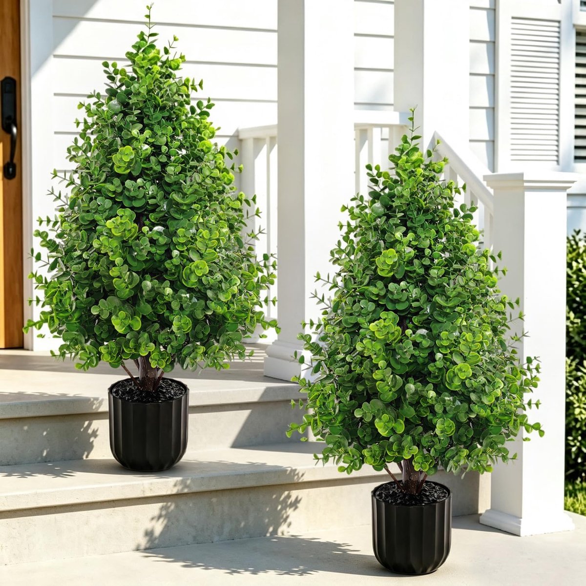 2 stuks kunstmatige buxusboom in pot, 70 cm, buxusboom, kunstboom, outdoor, weerbestendig, uv-bestendig, realistische kunstplanten voor voordeur, ingang, terras, balkon, tuin, woonkamer, kantoor