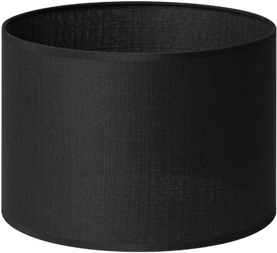 Abat-jour cylindrique en tissu gris foncé avec une texture unie.