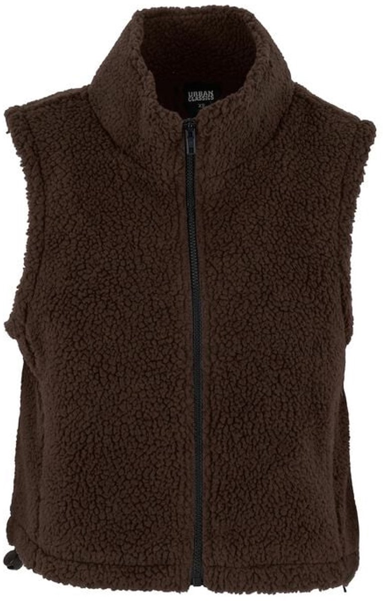 Urban Classics Ladies Short Sherpa Vest Dames Bodywarmer – S Bruin