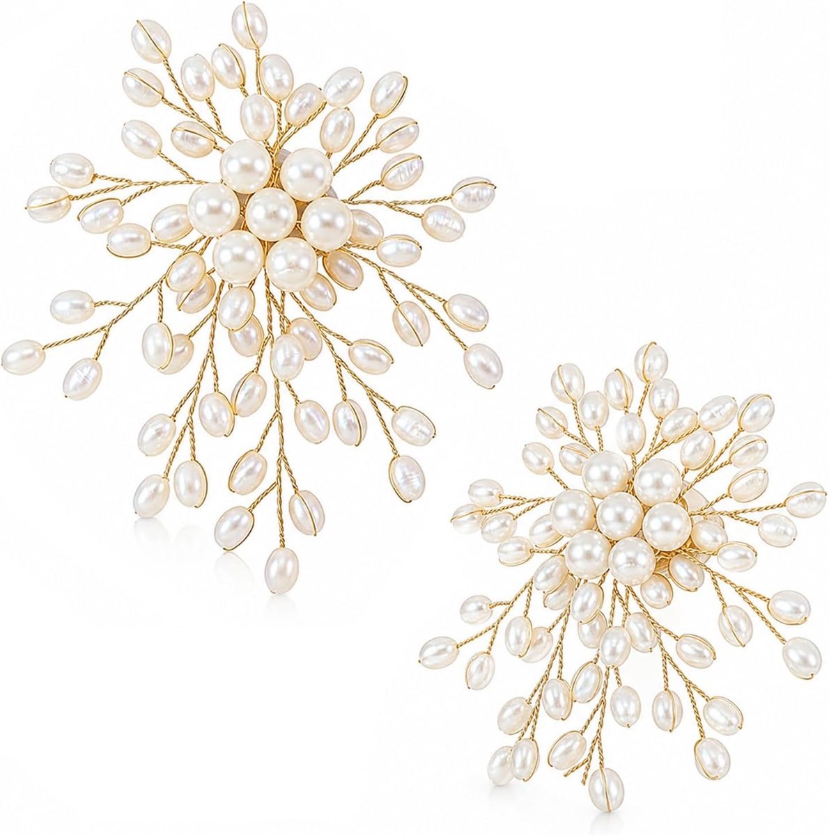 Parelbroche dames wit bloem vintage 1 stuk