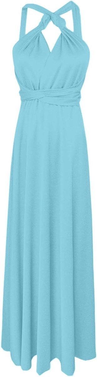 Casual jurk voor dames, elegant, chic, avond, cocktail, ceremonie, grote maat, avondjurk, vloeiend, satijn, chic, werk, kantoor, A10 — afbeelding 5