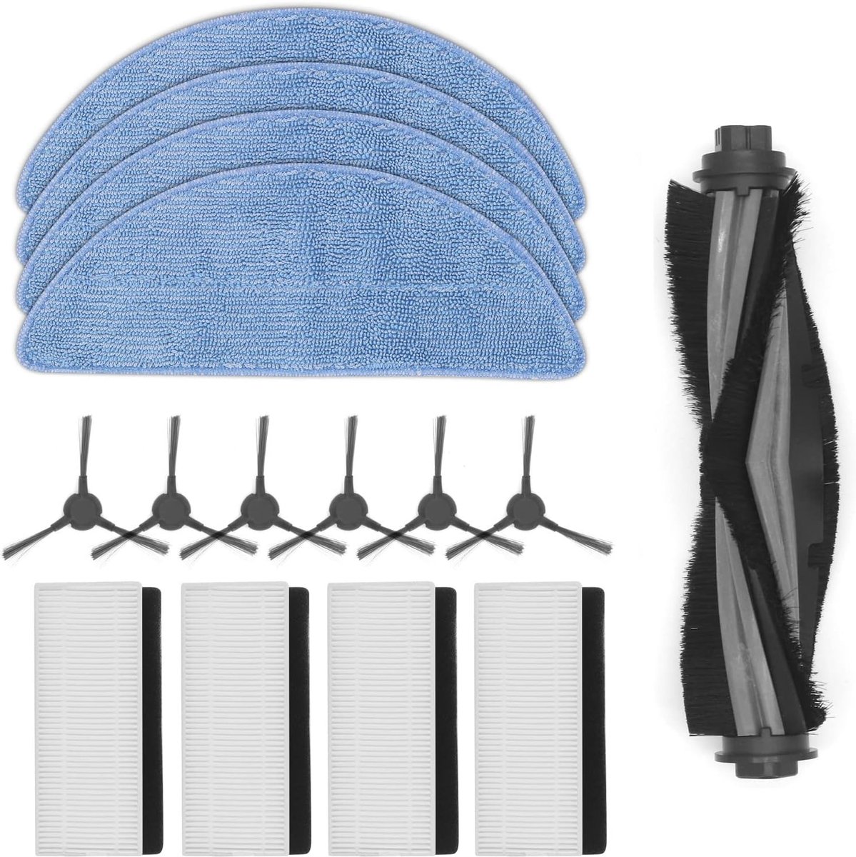 Accessory Kit, Replacement Parts for Yeedi K650 Robot Vacuum Cleaner, Pack of 1 Main Brush, 4 Filters, 6 Side Brushes - ShopVlot