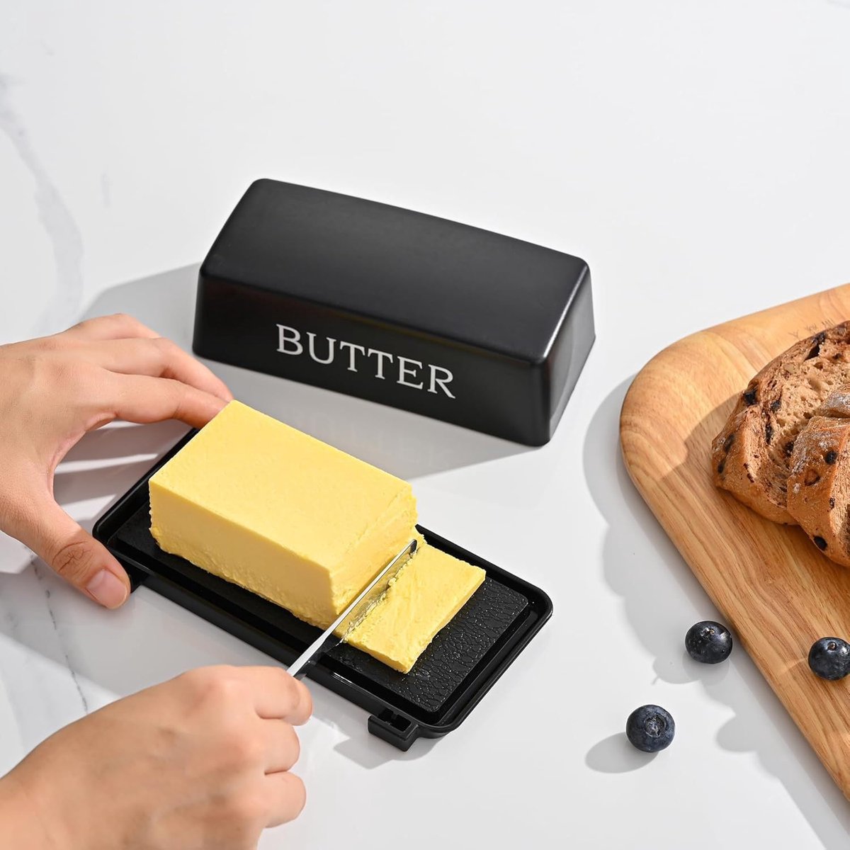Butter Dish with Lid and Knife, Dishwasher Safe Butter Storage Container with Lid for Countertop and Refrigerator - ShopVlot