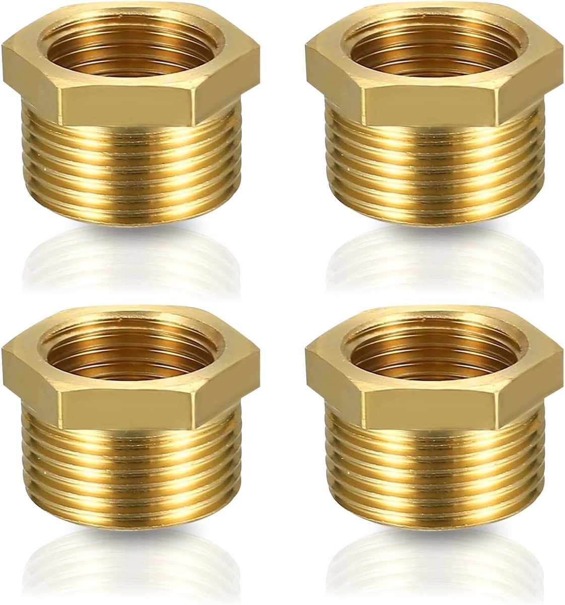 4pcs brass reducer, 1 to 3/4 inch adapter (AG Ø 32.5mm x IG Ø 25mm) reduction with hexagon AG/IG threaded fitting - ShopVlot