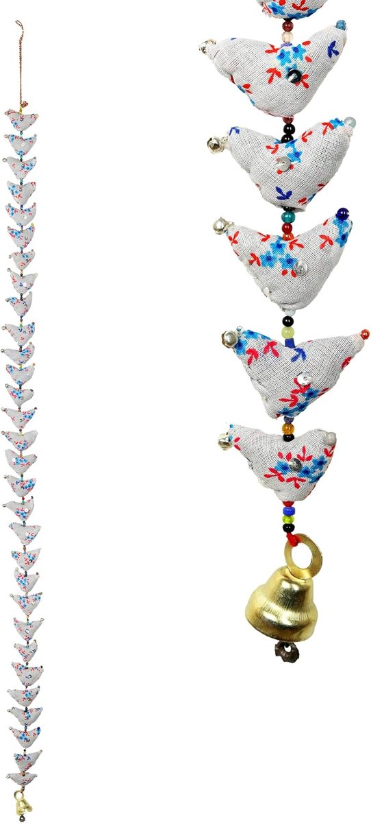 Decorative Single Door Hanging 30 Fabric Birds Tota String with Bell for Indian Traditional Festival Decoration for - ShopVlot