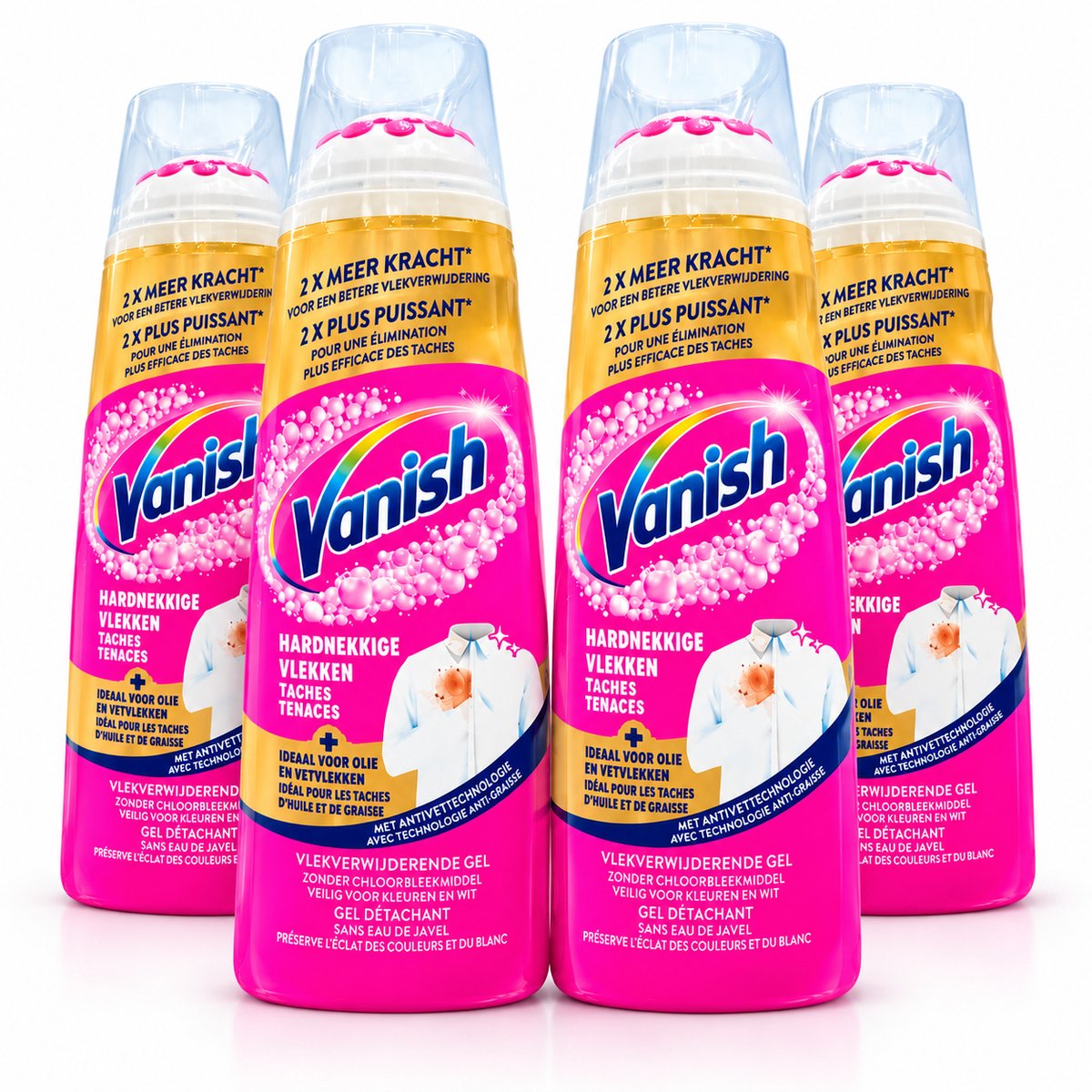 Vanish Oxi Action Vlekverwijderende Gel – 4 x 200 ml – Hardnekkige Vlekken – Voordeelverpakking