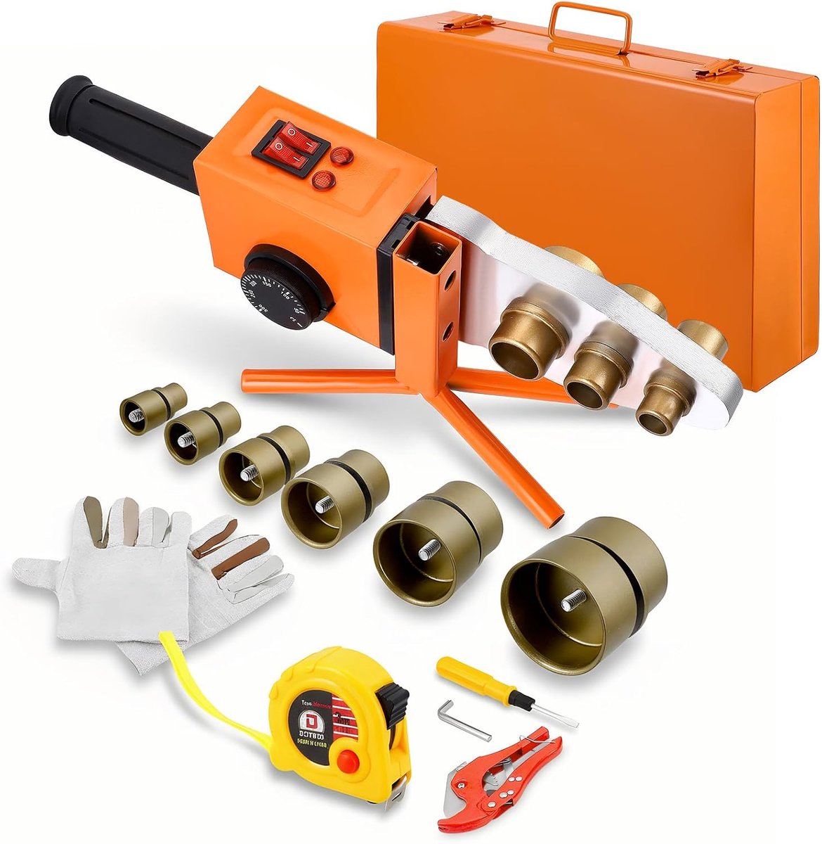 1600 W PPR buis, lasapparaat, professioneel buislasapparaat voor kunststof buizen, Ø 20-63 mm, 14-delige accessoires, 50-300 °C, temperatuurregeling voor PE PP PB PVDF-buizen