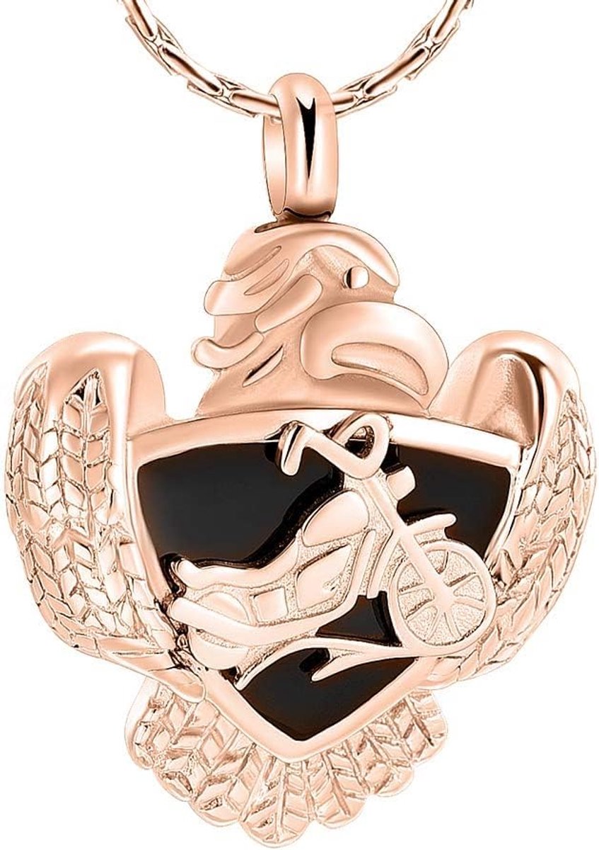 Crematie-sieraad voor as motorfiets Eagle Deisgn roestvrij staal hanger gedenkteken urn halsketting as houder keepsake