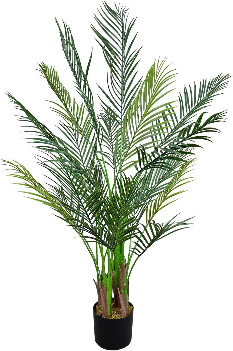 Kunstpalm, grote kunstpalm, kunstplant, palm, kunstmatig als echte plastic plant, selectie decoratie, palmplant: palm, model 13 (arekapalm 145 cm)