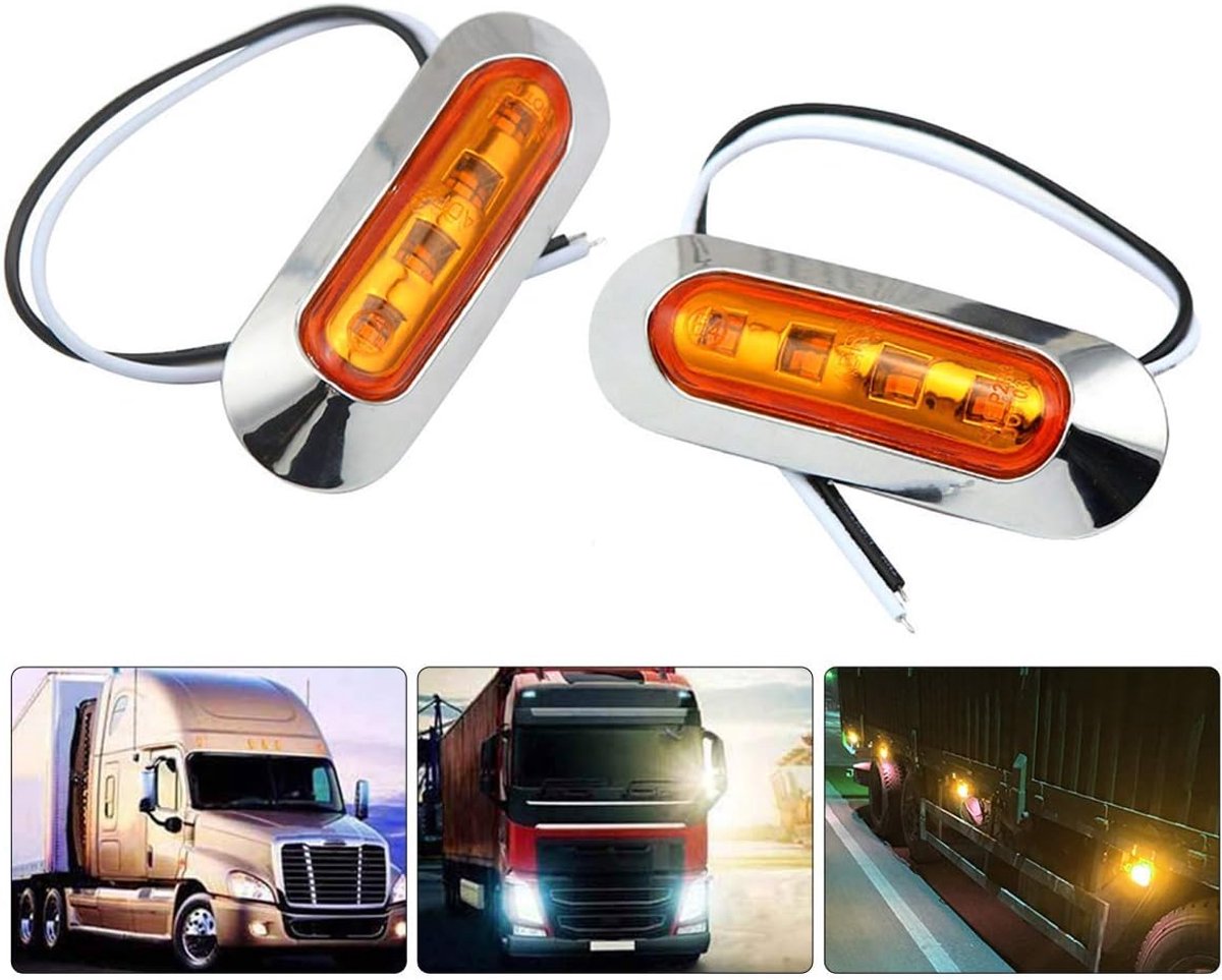 Zijverlichting, 2 x 4 leds, 12 V/24 V, amberkleurige markeringslicht voor auto, vrachtwagen, caravan