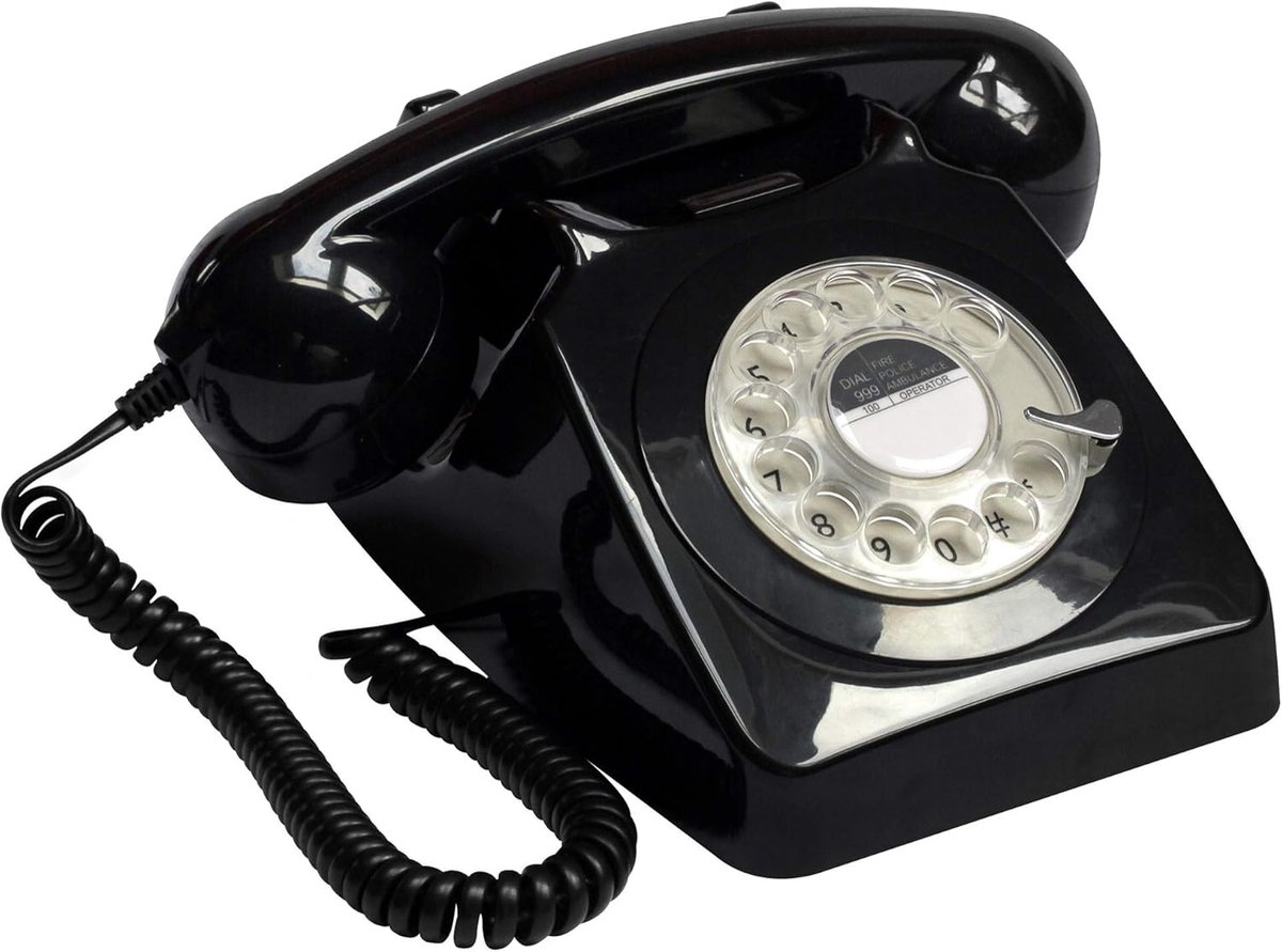 46RBLK 746 bureautelefoon met draaiknop zwart