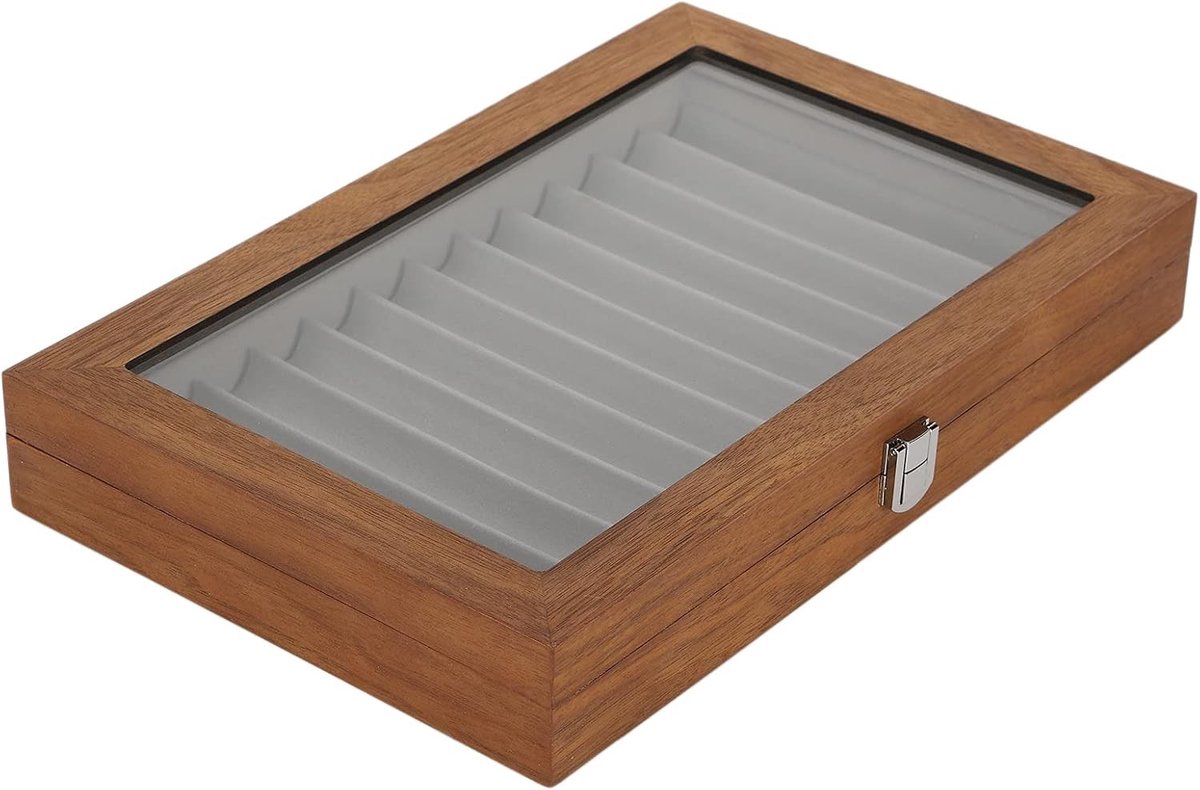 Houten Opbergdoos voor 12 Vulpen en Inktvullingen - Luxe Display Case voor Schrijfgerei en Cadeaus