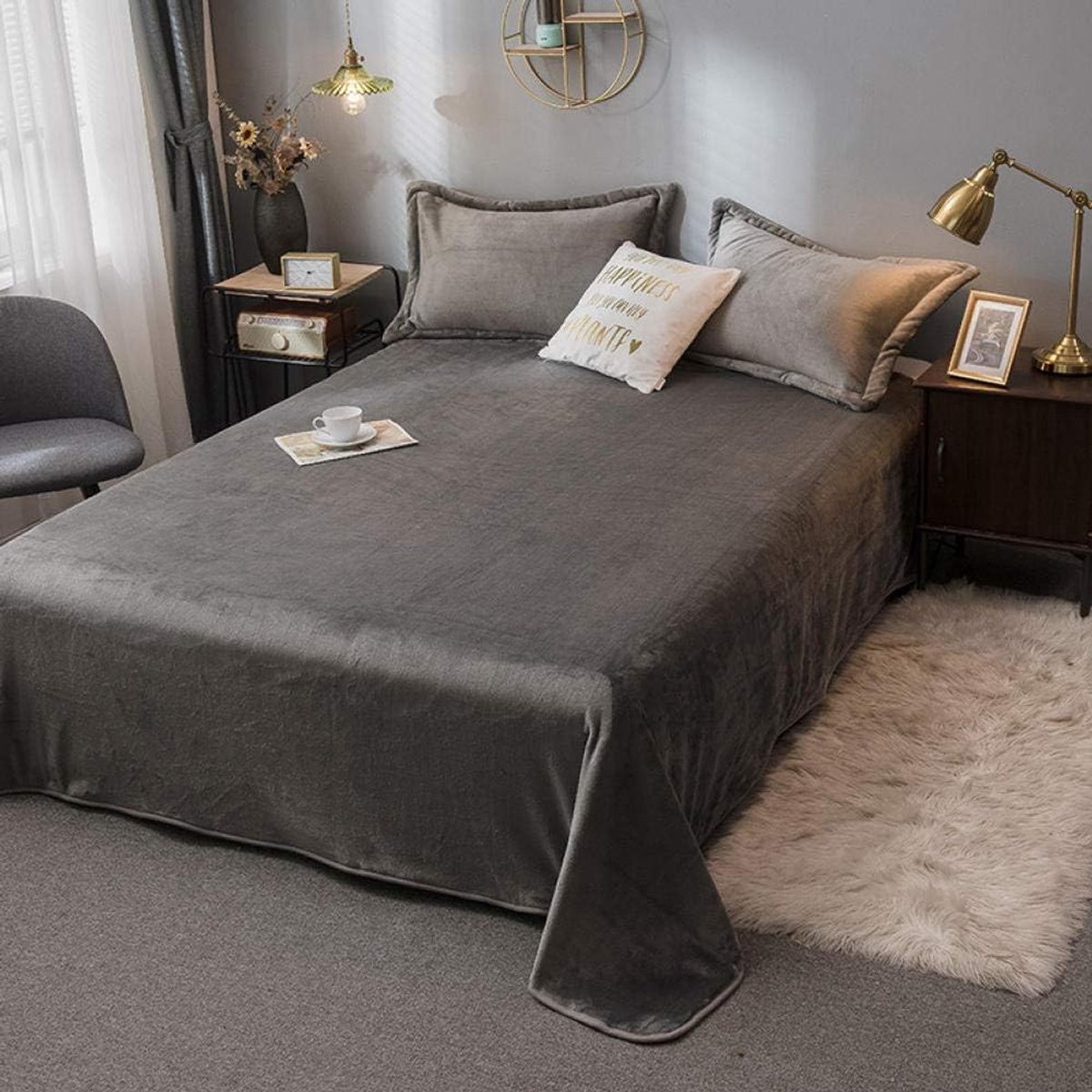 Fleece Dekens Zilvergrijs Reisformaat-Superzacht Fluffy Warm Effen Bed Gooit voor Sofa Microfiber Deken-Ster zilver_180 * 200 cm