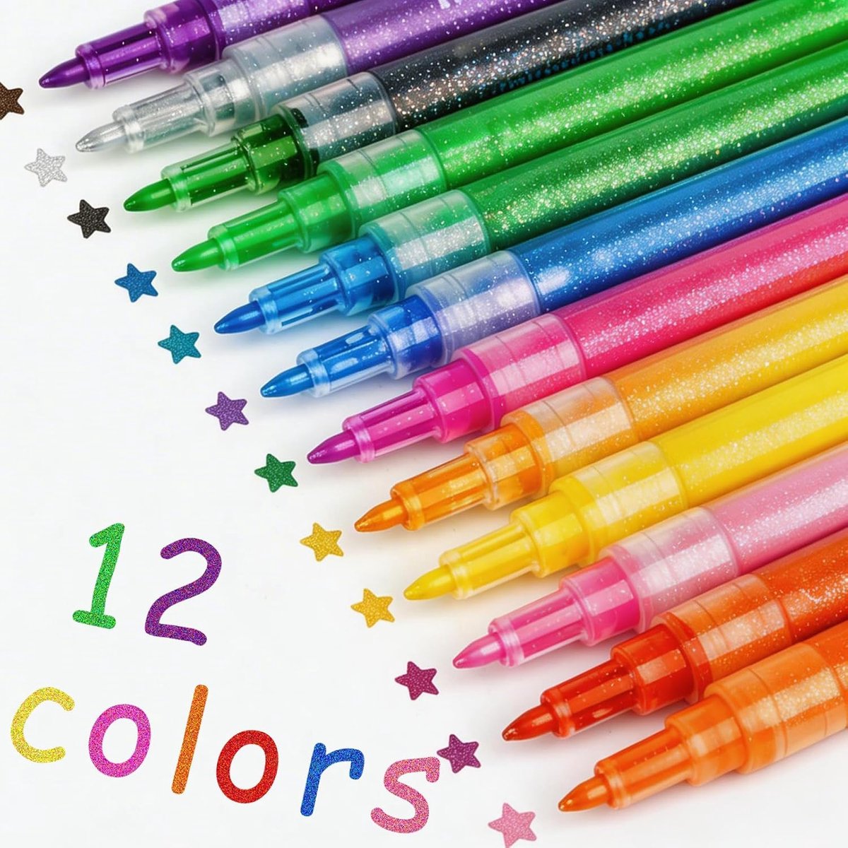 Acrylstiften voor stenen, waterbestendig, 12 kleuren, 0,7 mm, geschikt voor hout, cadeaukaarten knutselen, canvas, papier, glas, keramiek, paas- en kerstknutselen.