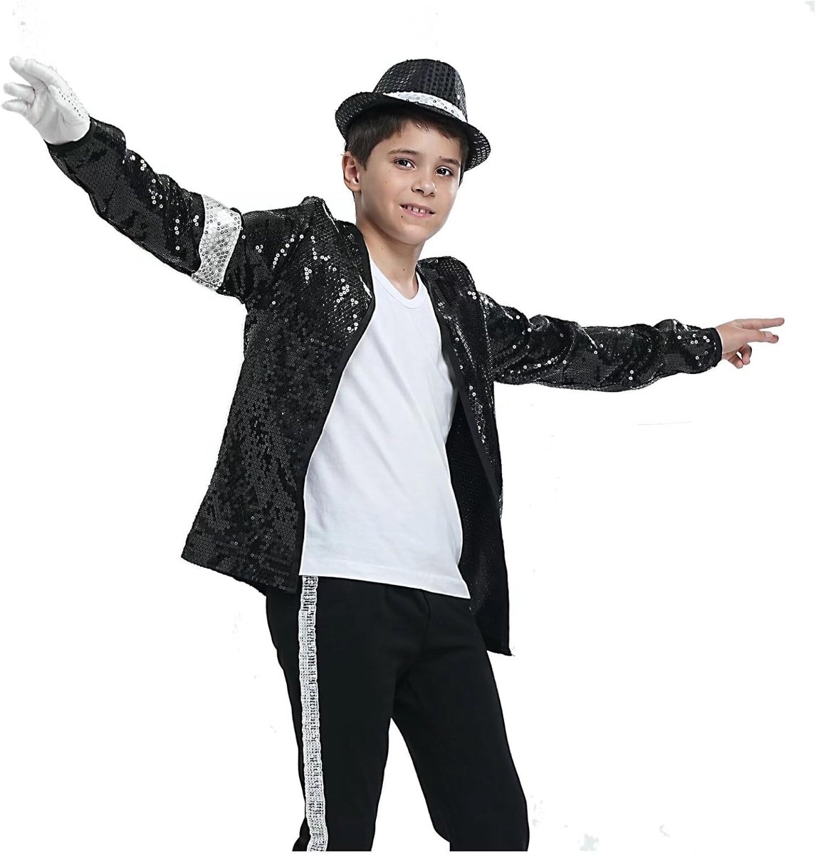 Kostuums Pailletten Jassen+Hoed+Handschoenen Halloween Kerstmis Retro Cosplay Kleding Outfits Womens Man Jas Kostuums Volwassene Jassen+Hoed+Handschoenen(W:24-28kg H:110-120cm)