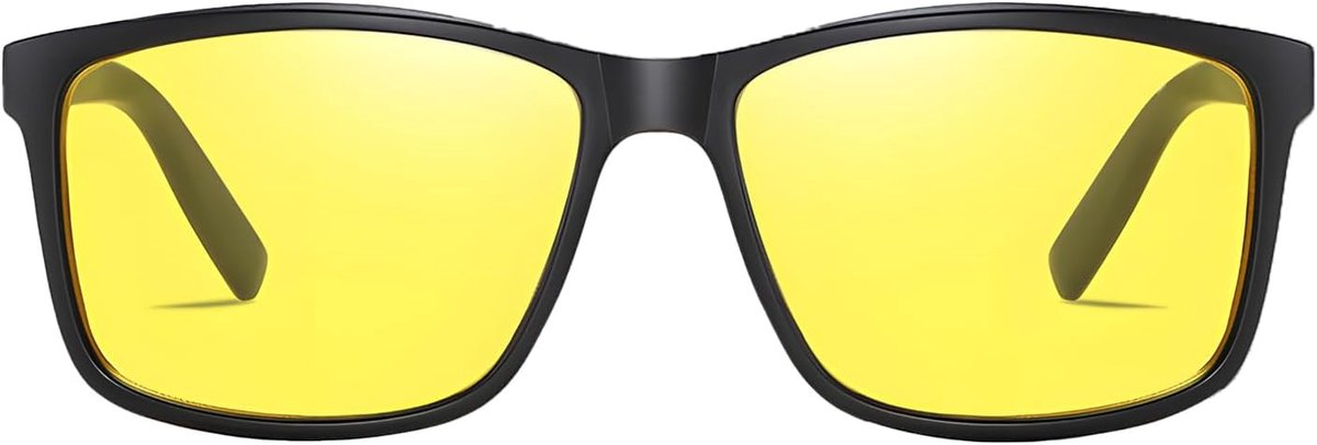 Gele bril voor nachtritten, automobilisten, vierkant frame, nachtzichtbril voor heren en dames, anti-verblinding, ultralicht montuur voor rijden, zakenreizen, gele glazen