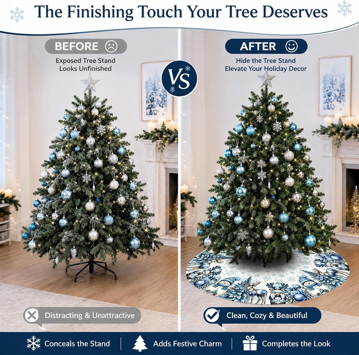 Kerstboomrok - 120cm - Kerstboomkleed - Kerstkleed - Boomdeken - Kerstboomkleden - Kerstboomversiering - Kerstboom Kleed Voor Onder De Kerstboom - Kerst - Sneeuwman - Kerstversieringen - Voor feestdecoratie en interieur – foto 8