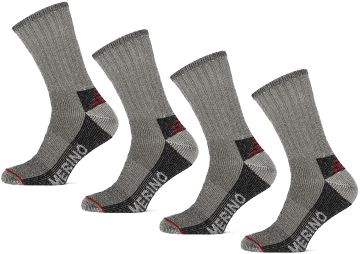 Teckel 2-paar unisex wollen sokken - Thermo - Wollen sokken met badstof zool - Thermosokken heren en dames - 46 - Zwart