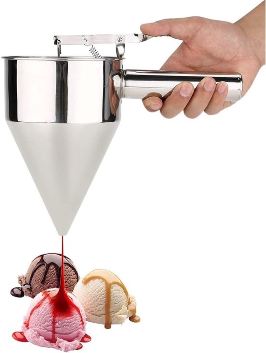 RVS-funnel - voor het bakken van taarten en desserts - handige keukentool met rek voor thuisgebruik