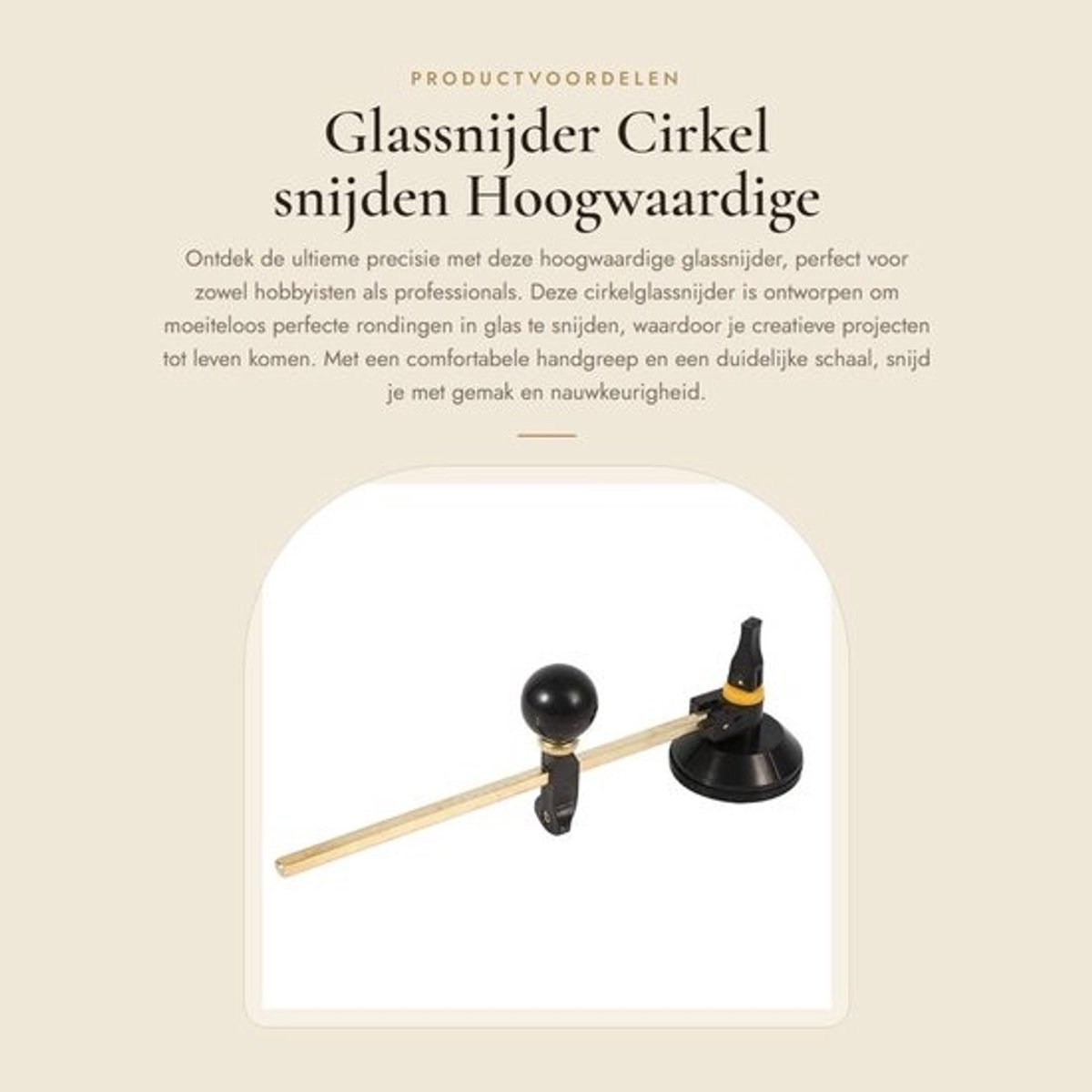 Dailygoods - Glassnijder Professioneel - Verstelbare Cirkelglassnijder - Hoogwaardig Rubber/Aluminium - Ronde Knophandgreep - Duidelijke Schaalverdeling - Antislip Zuignap - Cirkelsnijder