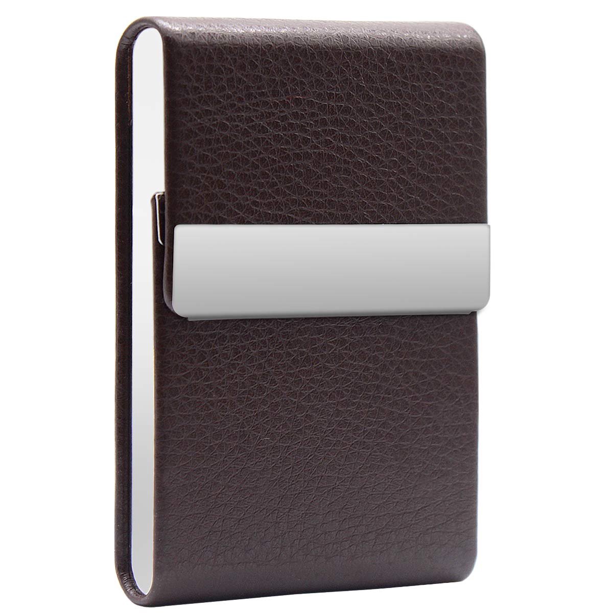 Cigarette Case Metal Cigarettes Box PU Leather Magnetized Lid Cigarette Box for Men Women Ladies Super Slim Elegant - ShopVlot