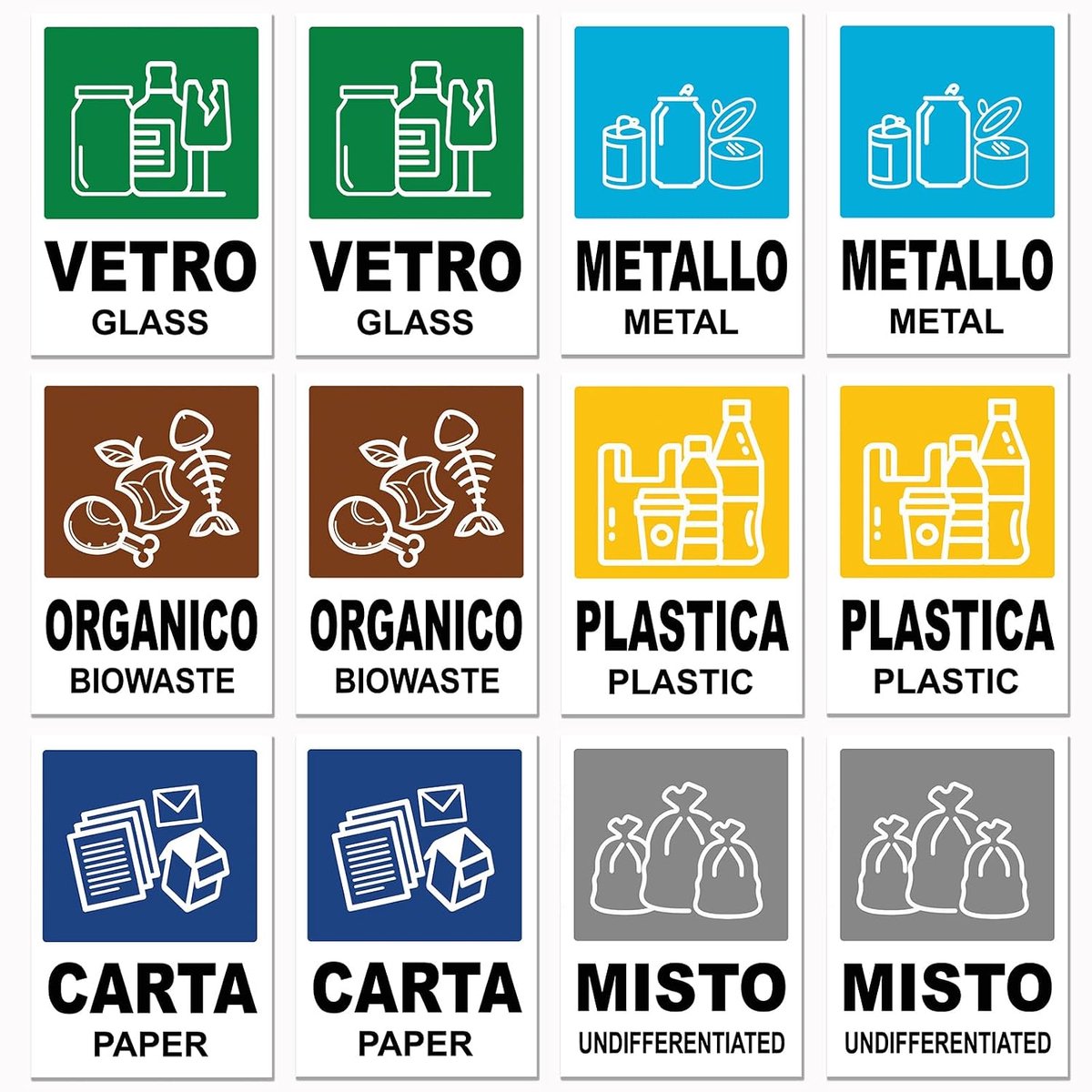 12 stickers for waste separation, rectangular (12) - ShopVlot