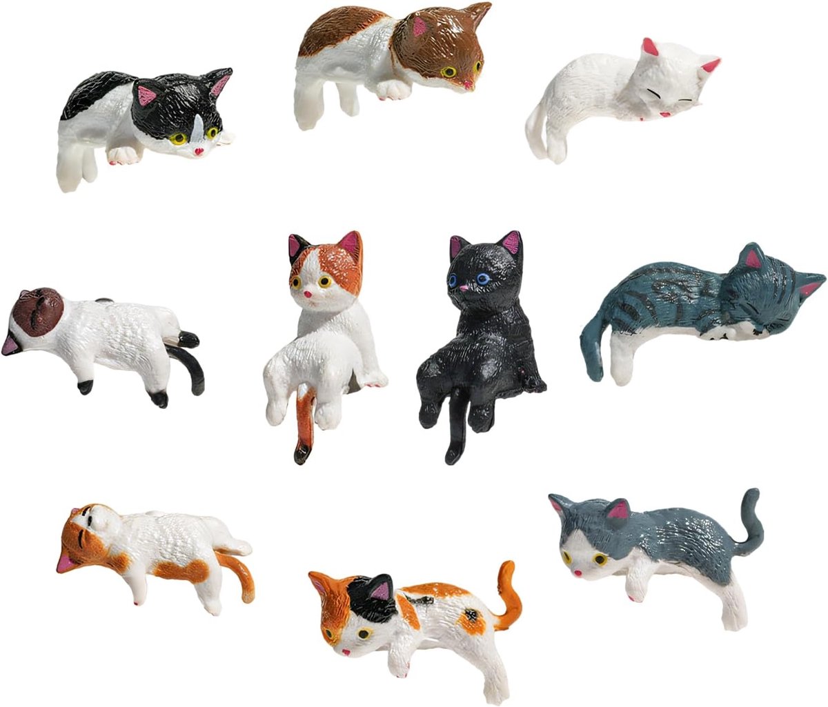 10 Pieces Cat Decoration, Mini Cat Figures Car Decoration, Interior Figures, Cute Miniature Cat Figures for Car - ShopVlot