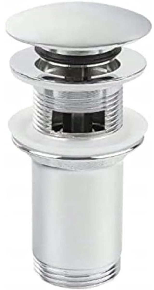 Universeel pop-upventiel - 1 ¼ inch - Voor wastafel - Chromenkleurige afvoerstop - Met overloop