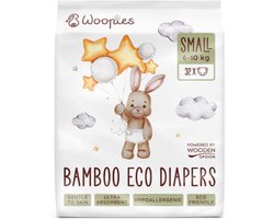 Woopies Biodegradable Bamboo Diapers Small (6–10 kg)-Ademend-Hypoallergeen-Zonder parfum-Vochtindicator