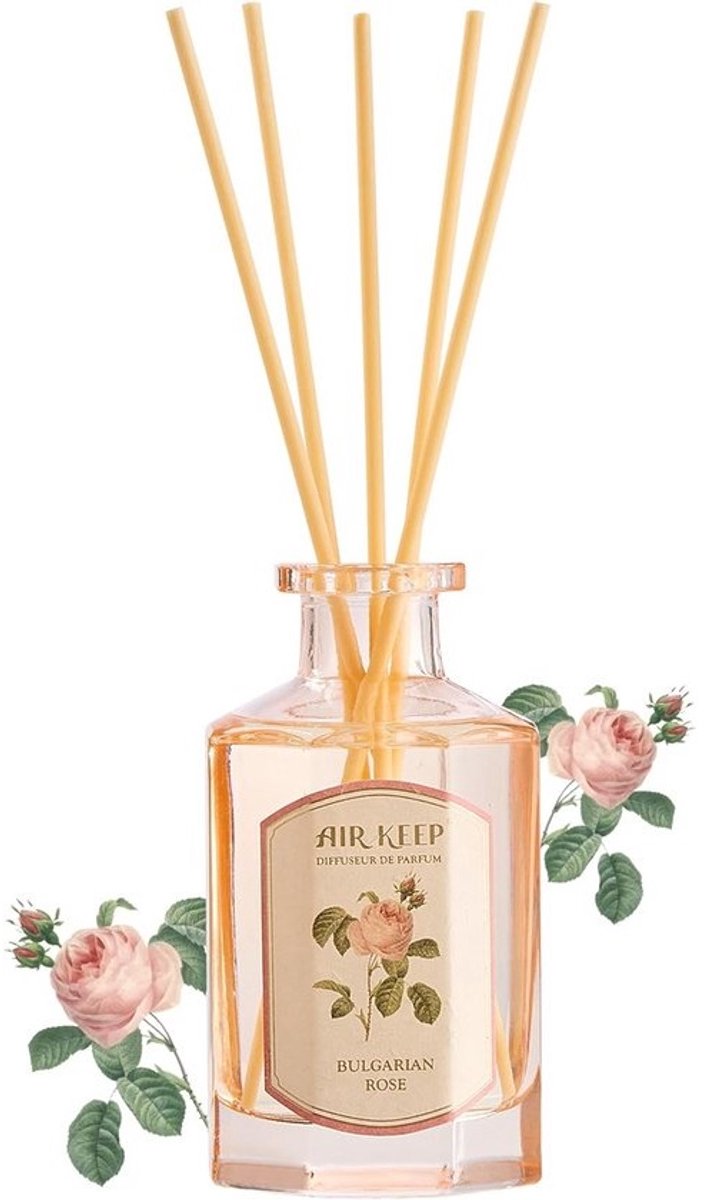 Luchtverfrisser - Voor kamers - Bulgaarse roos - 180 ml - Diffuser en verstuiver - Voor decoratie