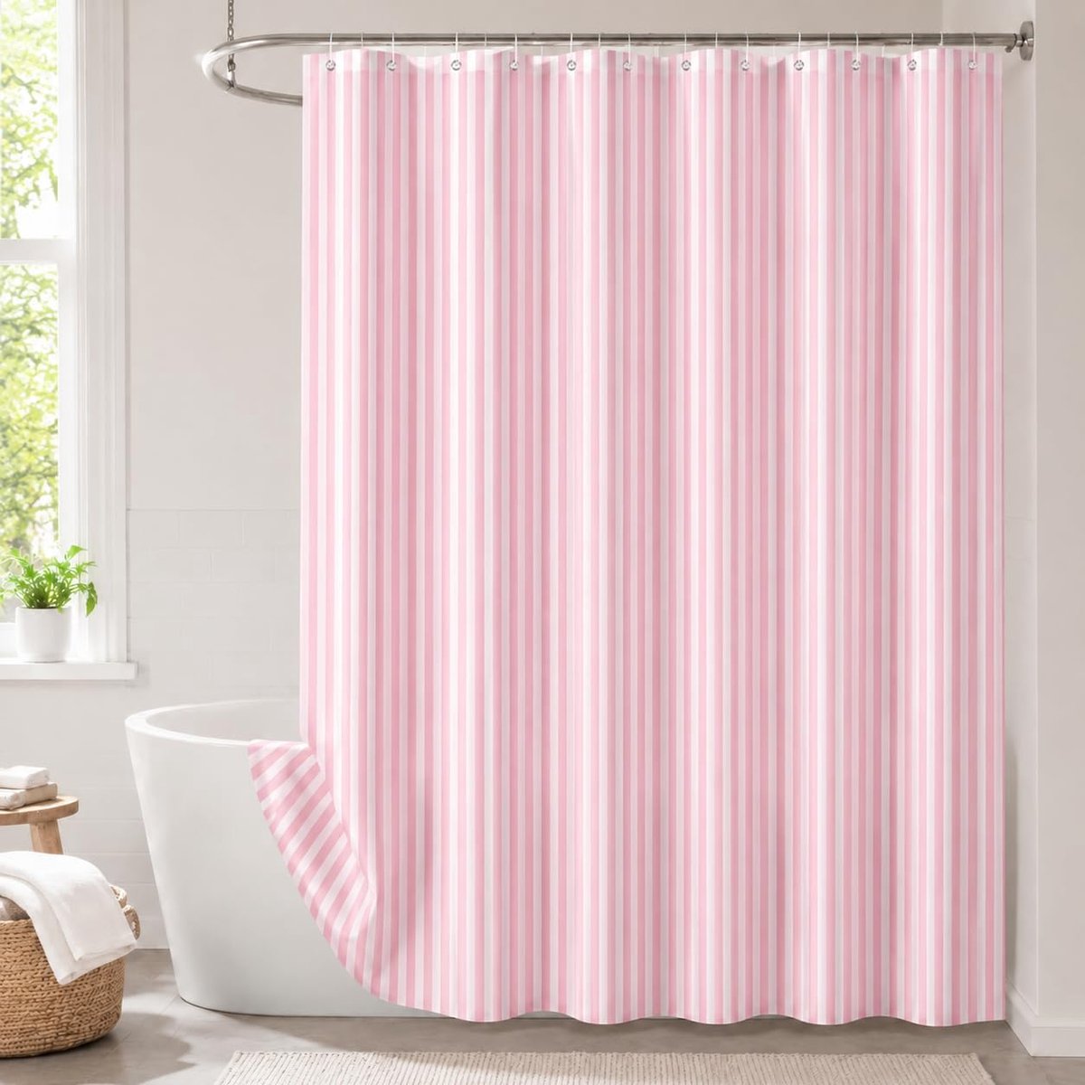Roze en grijs verdikt waterdicht douchegordijn voor badkamer en hotel gebruik polyester stof 200 x 180 cm