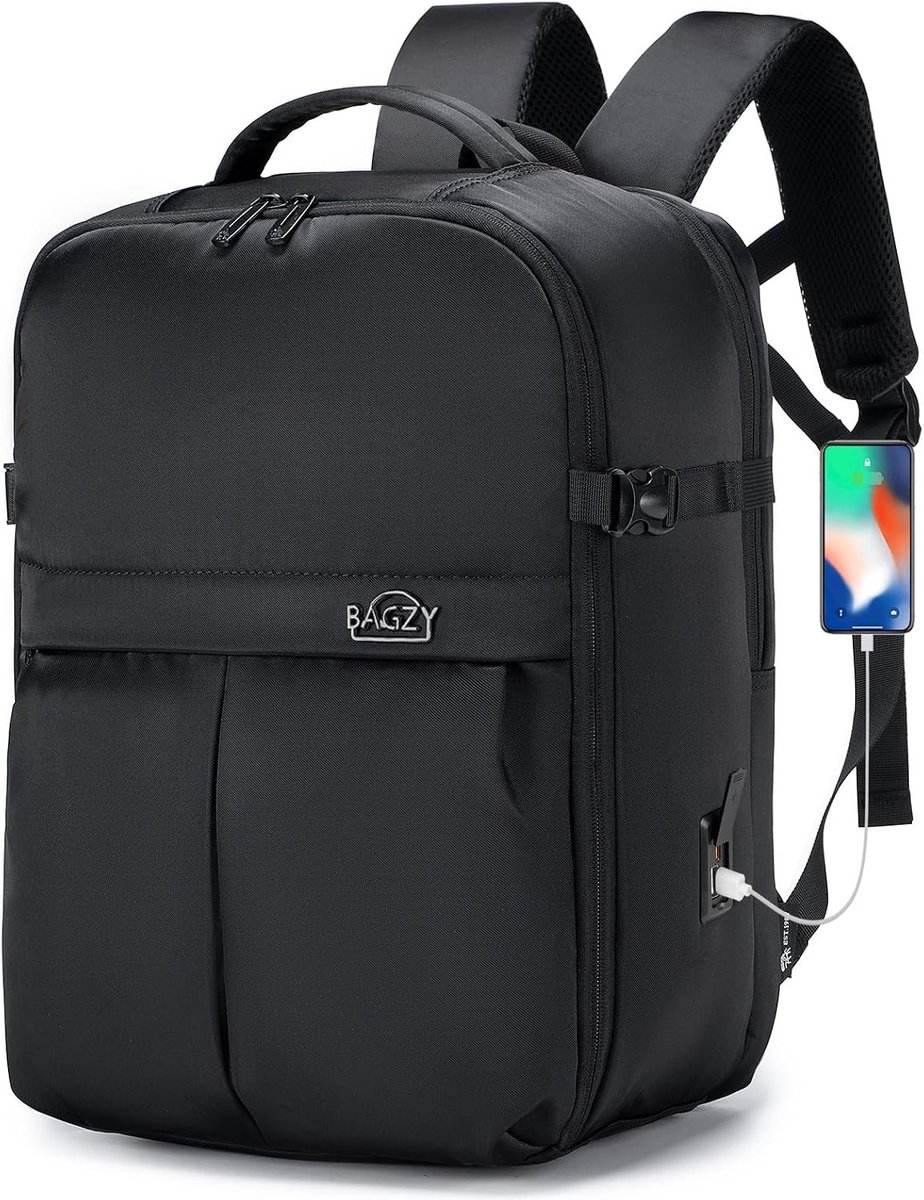 Handbagage tas 40x30x20 cm voor Wizzair en Transavia, laptoprugzak met USB-poort, ideaal voor korte reizen en studenten