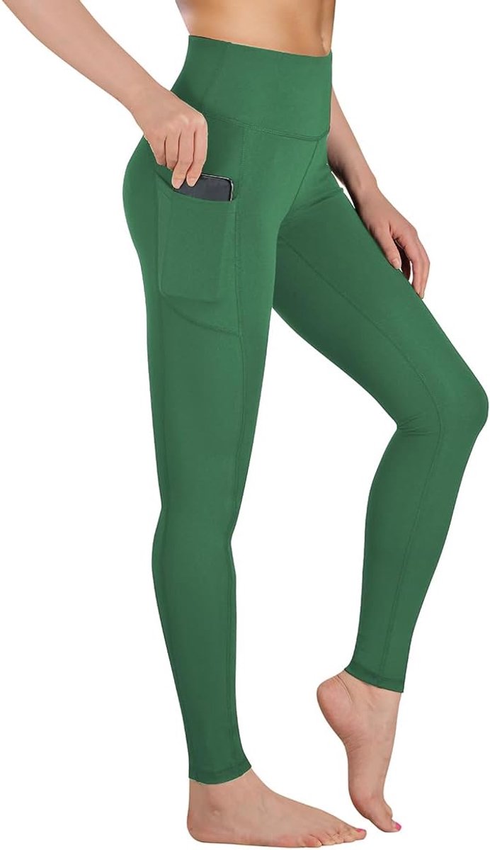 Dames Hoge Taille Sportbroek met Zakken Ondoorzichtige Gymlegging Dames Sport Yoga Broek Fitnessbroek P107