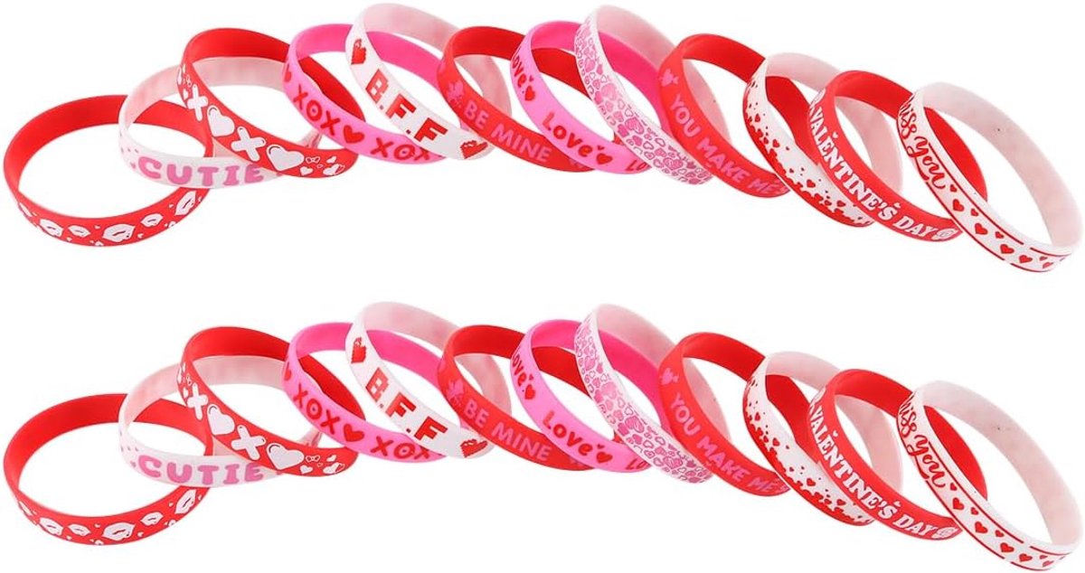 24 verpakkingen rubberen ringen voor Valentijnsdag siliconen armbanden geschikt voor liefdesfestivalactiviteiten teambijeenkomst decoratiegeschenken