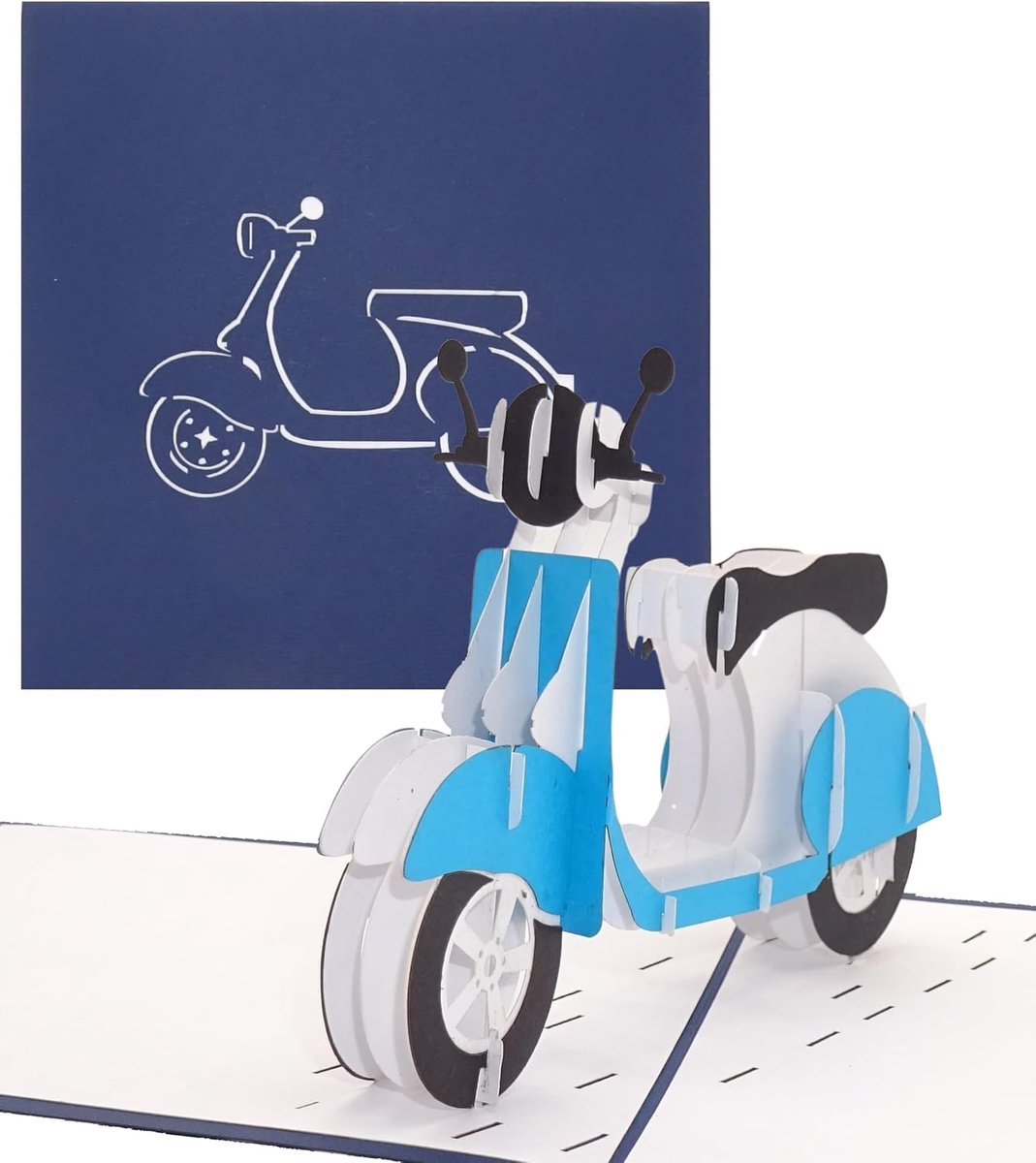 Wenskaart scooter- 3D pop-up kaart scooter, verjaardagskaart, wenskaart 3D, cadeau voor rijbewijs, rijbewijs cadeau, Italiaanse kaart