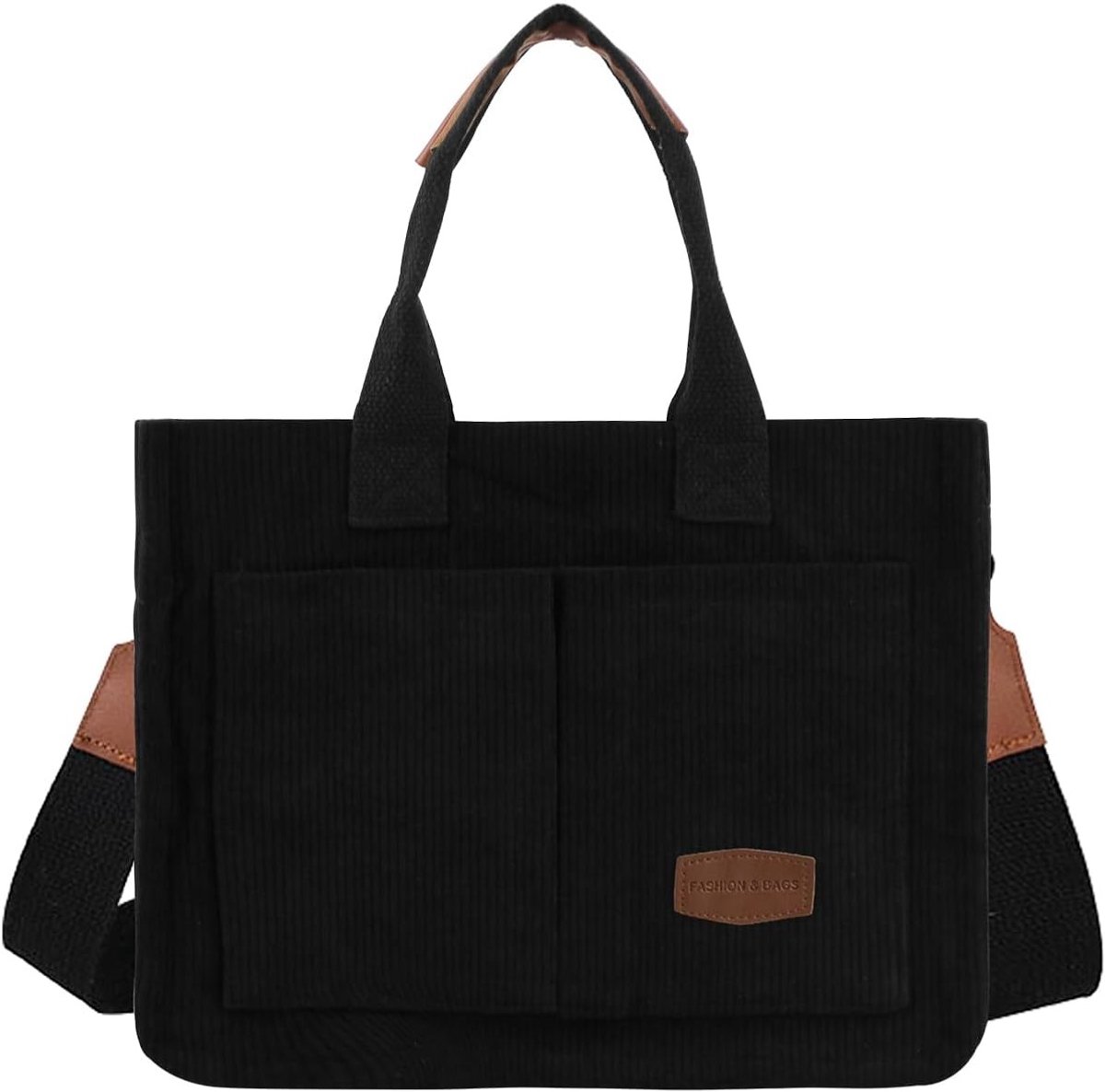 Dames Tote Bag van Corduroy met Verwijderbare Schouderband, Ritsvak en Ruime Compartimenten voor Reizen en Dagelijks Gebruik
